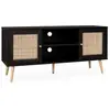 Image de Meuble tv en cannage 120x39x56.5cm noir