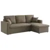 Image de Canapé d'angle convertible 3 places en tissu marron