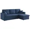 Image de Canapé d'angle convertible 3 places en tissu bleu