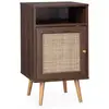 Image de Table de chevet en cannage couleur bois foncé