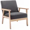 Image de Fauteuil scandinave bois et tissu gris foncé