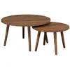 Image de Lot de 2 tables basses rondes décor bois de noyer népal