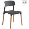 Image de Lot de 4 chaises scandinaves en bois et polypropylène noir
