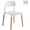 Image de Lot de 4 chaises scandinaves en bois et polypropylène blanc