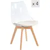 Image de Lot de 4 chaises transparentes avec pieds en bois et assise beige