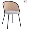 Image de Lot de 2 chaises de salle à manger en cannage et tissu gris