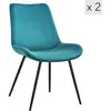 Image de Lot de 2 chaises de salle à manger scandinave en velours bleu canard