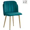 Image de Lot de 2 chaises de salle à manger scandinaves en velours bleu canard