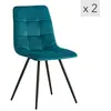Image de Lot de 2 chaises de salle à manger scandinaves en velours bleu canard