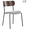 Image de Lot de 2 chaises de salle à manger industrielles en tissu gris