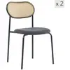Image de Lot de 2 chaises de salle à manger en cannage et simili noir
