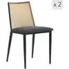 Image de Lot de 2 chaises de salle à manger en cannage et simili noir