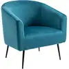 Image de Fauteuil de salon en métal et velours bleu canard