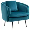 Image de Fauteuil de salon en métal et velours bleu canard