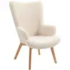 Image de Fauteuil de salon en bois massif et bouclette blanche