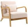Image de Fauteuil de salon en bois massif et tissu beige