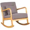 Image de Rocking chair en bois massif et tissu gris
