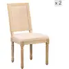 Image de Lot de 2 chaises de salle à manger en bois et tissu beige