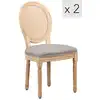 Image de Lot de 2 chaises de salle à manger en bois et tissu gris fonce