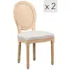 Image de Lot de 2 chaises de salle à manger en bois et tissu gris clair