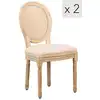 Image de Lot de 2 chaises de salle à manger en bois et tissu beige