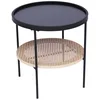 Image de Table d'appoint en métal avec rangement en rotin naturel