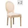 Image de Lot de 2 chaises de salle à manger en bois avec assise en tissu beige