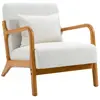 Image de Fauteuil de salon en bois massif et bouclette blanche
