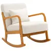 Image de Rocking chair en bois massif et bouclette blanche