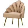 Image de Fauteuil retro en métal et velours beige