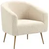 Image de Fauteuil de salon en métal et bouclette blanche