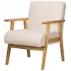 Image de Fauteuil de salon en bois massif et bouclette blanche