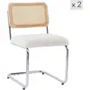 Image de Lot de 2 chaises de salle à manger scandinaves en bouclette blanche