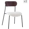 Image de Lot de 2 chaises de salle à manger industrielles en bouclette blanche