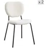 Image de Lot de 2 chaises de salle à manger scandinaves en bouclette blanche