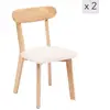 Image de Lot de 2 chaises de salle à manger en bois massif et bouclette blanche