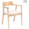Image de Lot de 2 chaises de salle à manger en bois et bouclette blanche