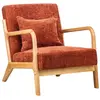 Image de Fauteuil de salon en bois massif et tissu terracotta