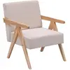 Image de Fauteuil de salon en bois massif et tissu beige