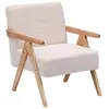 Image de Fauteuil de salon en bois massif et bouclette blanche