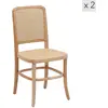 Image de Lot de 2 chaises de salle à manger en bois et rotin naturel