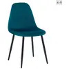 Image de Lot de 4 chaises de salle à manger scandinaves en velours bleu canard
