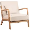 Image de Fauteuil de salon en bois massif et velours côtelé beige
