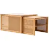 Image de Set de 2 tables basses gigognes en rotin et plateau effet marbre