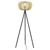Image de Lampadaire trépied noir bois fsc h147cm bois