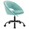 Image de Chaise de bureau ronde à roulettes en velours cyan