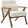 Image de Fauteuil en bois d'hévéa, noyer clair et bouclette crème