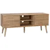 Image de Meuble tv scandinave 2 portes décor bois rainuré