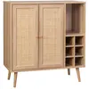 Image de Buffet range bouteilles en cannage et décor bois