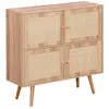 Image de Commode enfant décor bois 4 portes en cannage